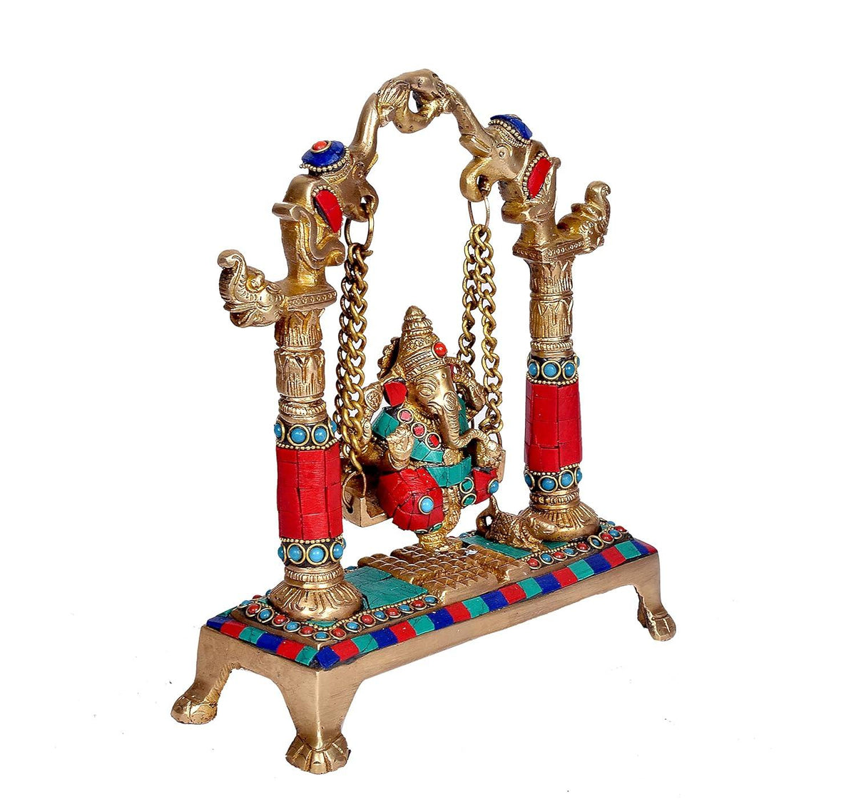 Ganesha Swing Statue Ganpati Jhoola Kirtimukha Idol Murti for Home Décor Office Mandir (Height 8.5 Inches)