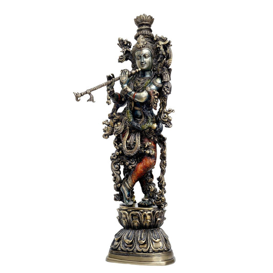 Large Brass Krishna Statue/Showpiece Murlidhar Krishna for Home Decor Height 30 Inch