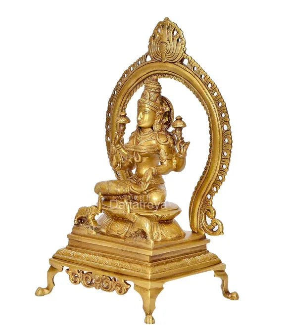 Brass Lakshmi Idol with Prabhavali-ArtyCraftz.com