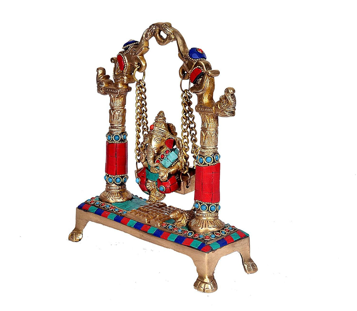 Ganesha Swing Statue Ganpati Jhoola Kirtimukha Idol Murti for Home Décor Office Mandir (Height 8.5 Inches)