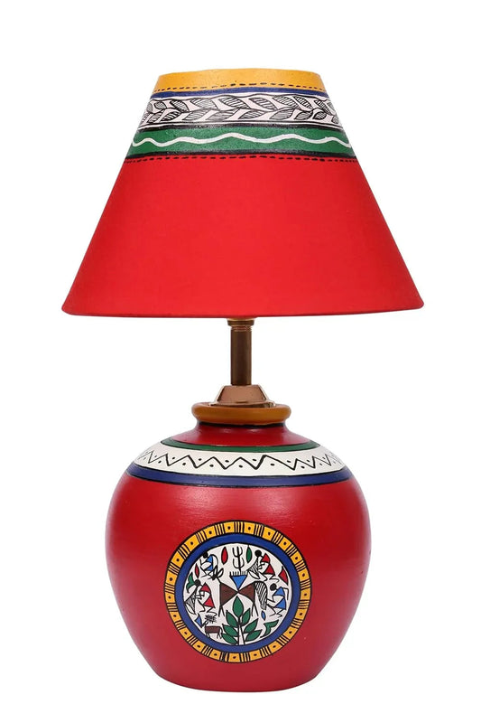 Terracotta Modern Matki Table Lamp Red