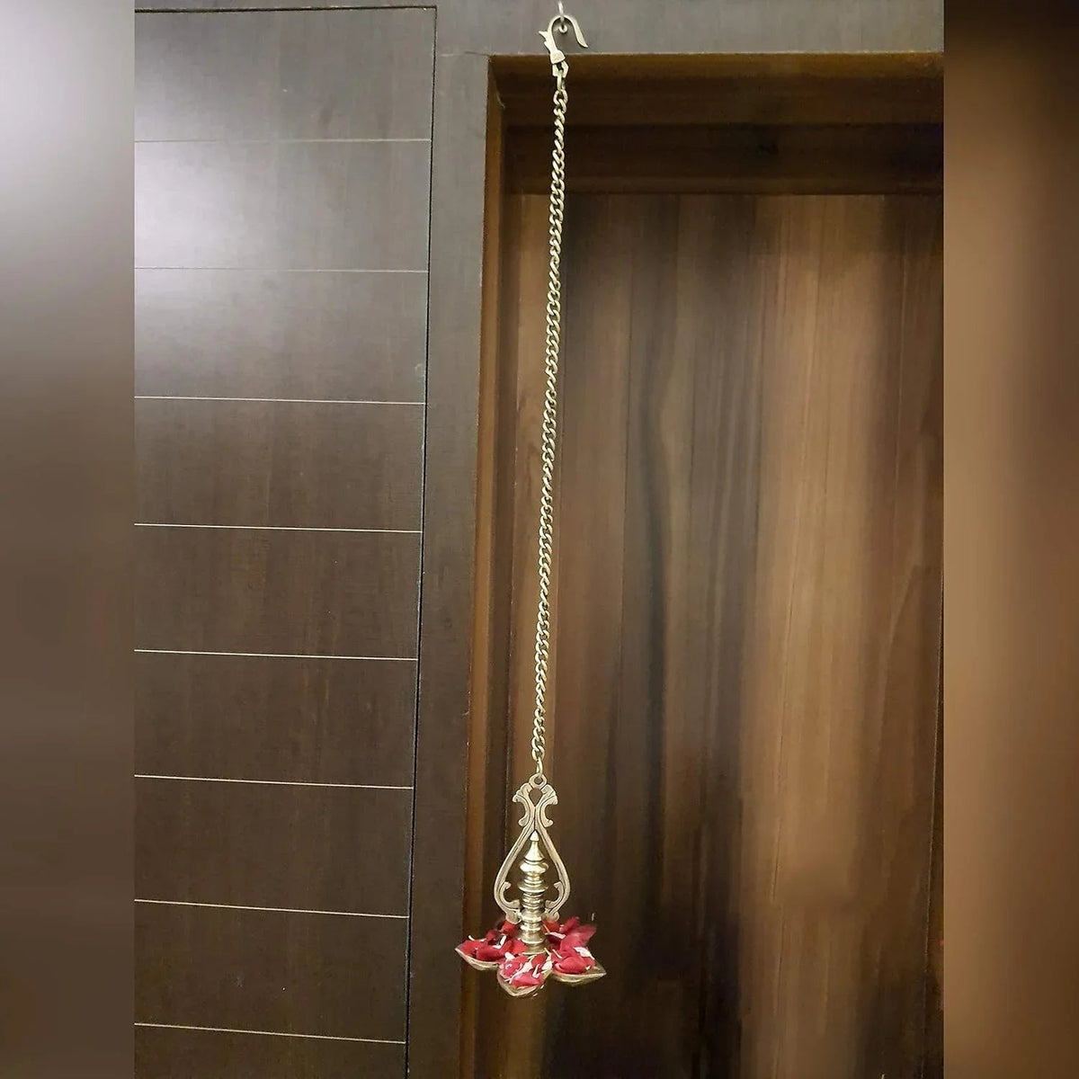 Traditional Brass Hanging Lamp with 5 Wicks-ArtyCraftz.com