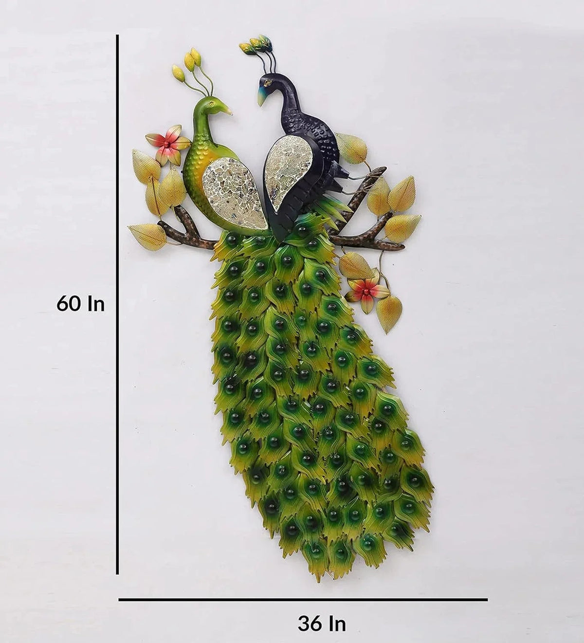 Metal Couple Peacock Wall Art Decorative Metal Wall Hanging for Living Room