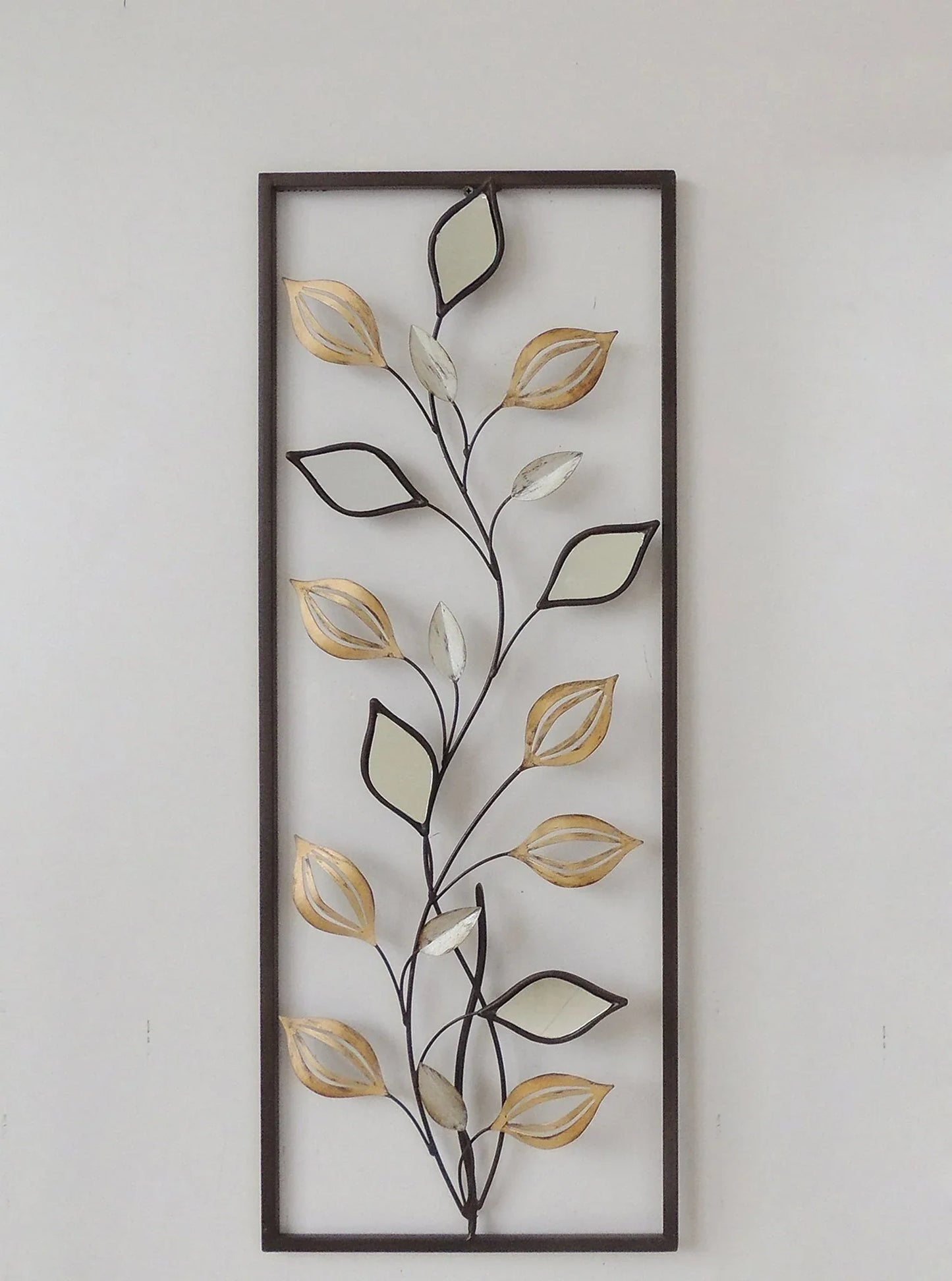 Leaves and Mirror Metal Wall Decor Frame