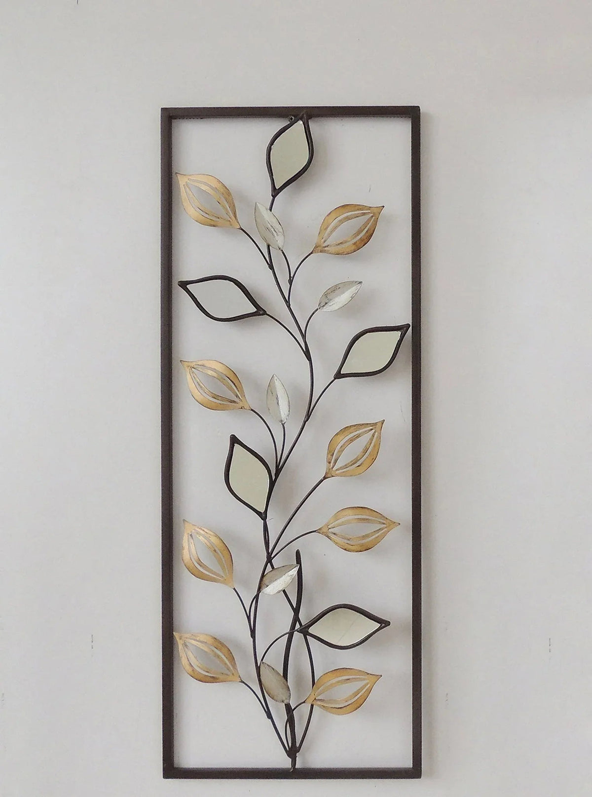 Leaves and Mirror Metal Wall Decor Frame