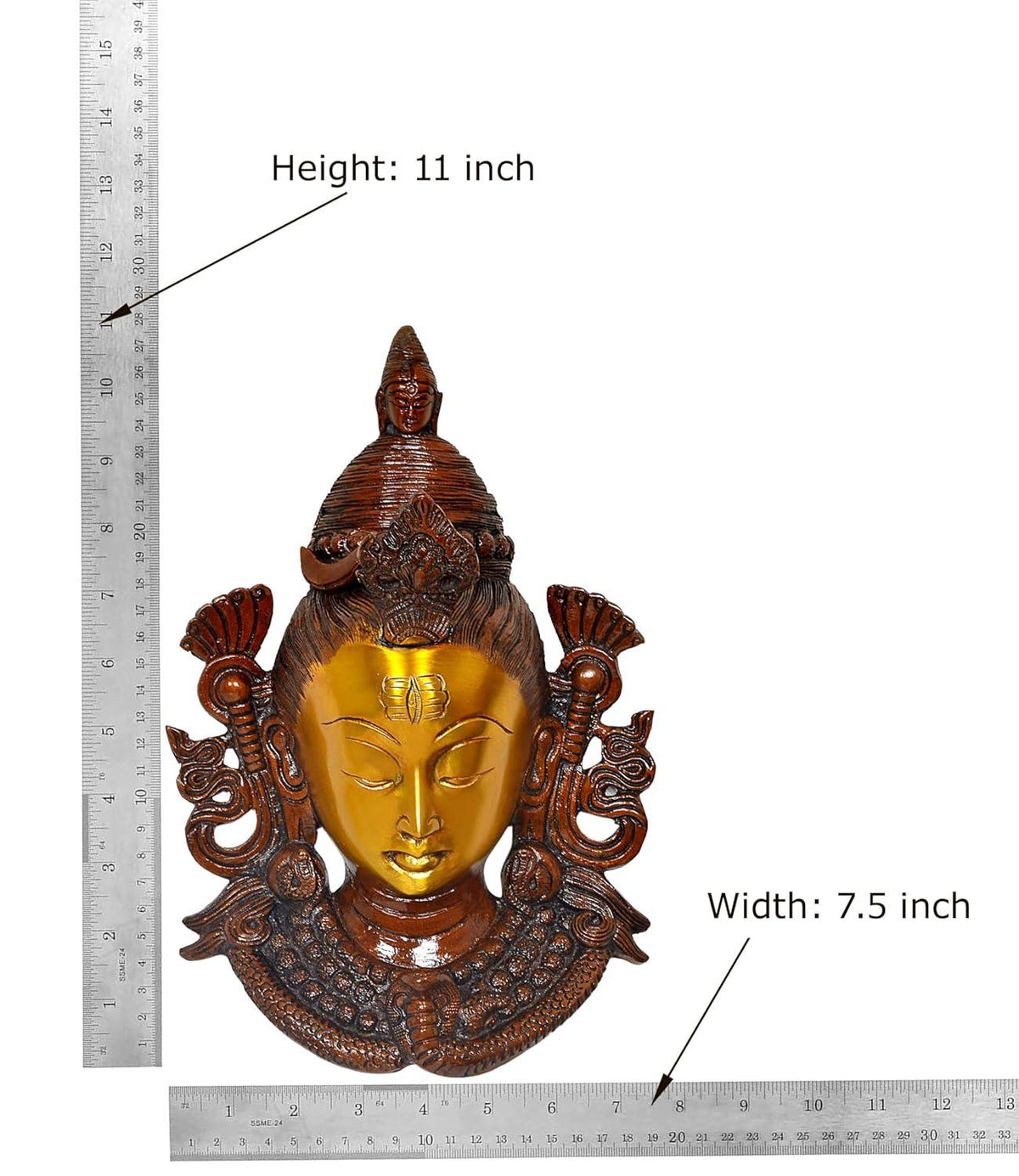 Brass Lord Shiva Face Wall Hanging 11 Inch Shiva Wall Decor-ArtyCraftz.com