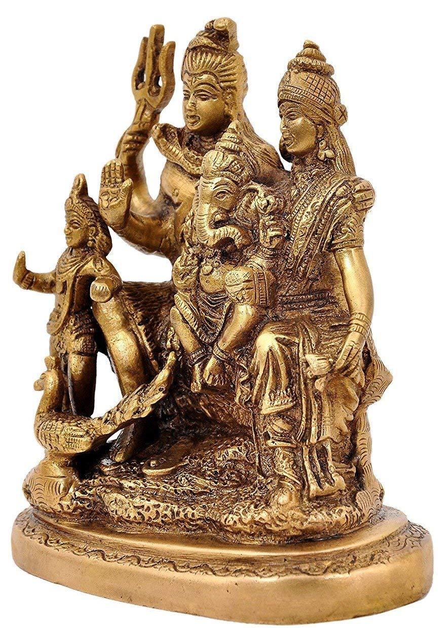Brass Shiv Parivar Idol 6 Inch- ArtyCraftz.com