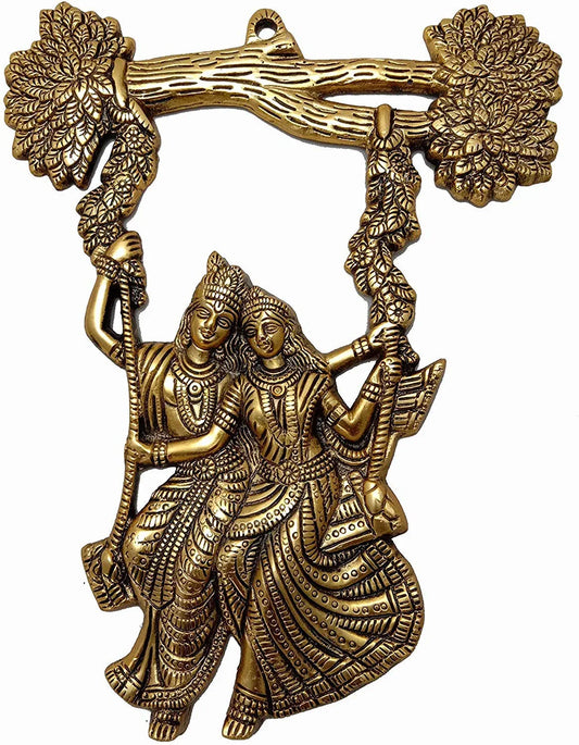 Aluminium Metal Radha Krishna Jhula Wall Hanging