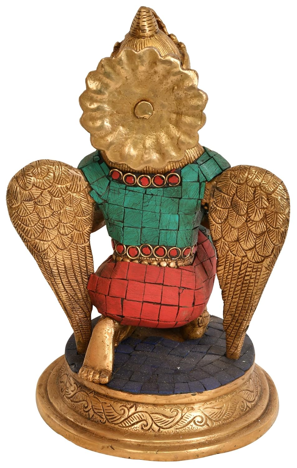 Brass Lord Vishnu Vehicle Garuda Statue, Height 8.8 Inches