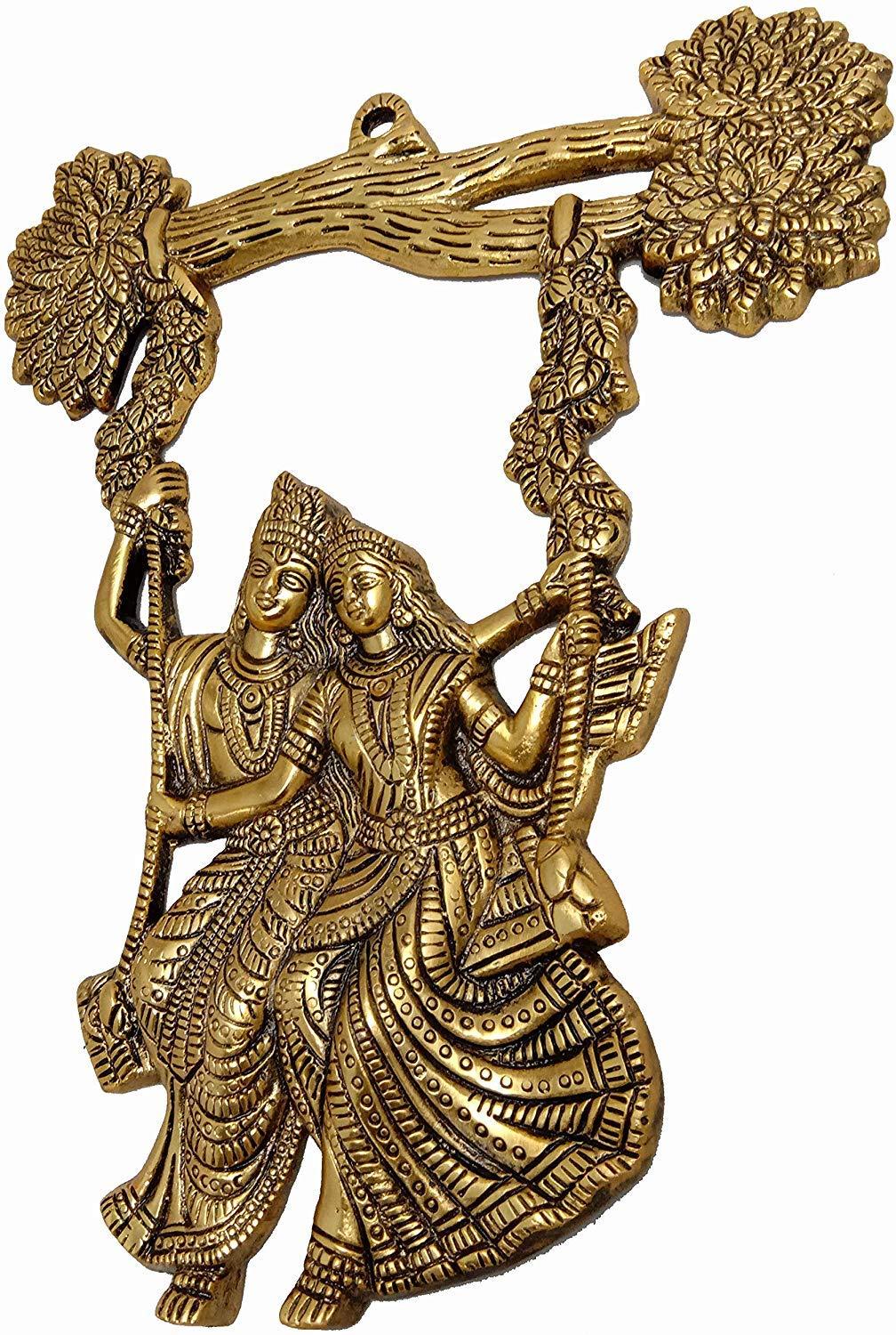 Aluminium Metal Radha Krishna Jhula Wall Hanging