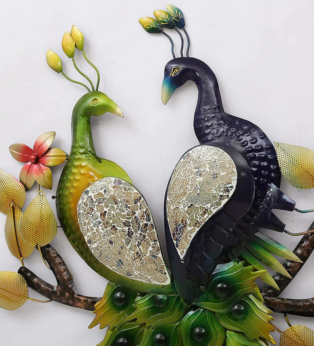 Metal Couple Peacock Wall Art Decorative Metal Wall Hanging for Living Room