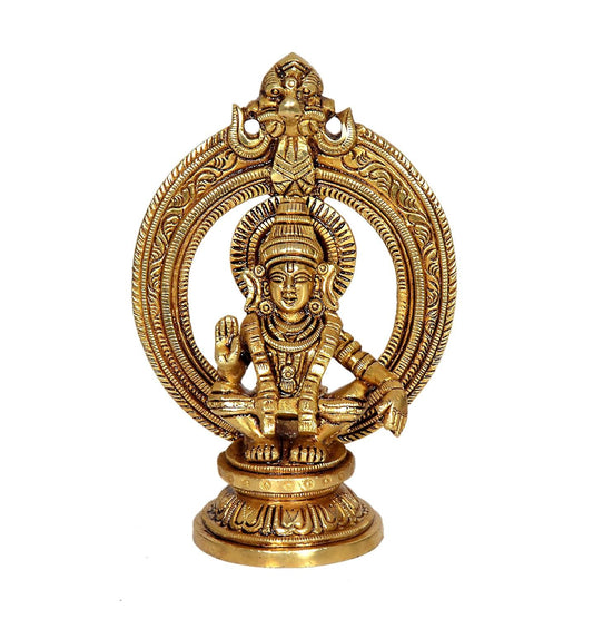 Brass Lord Ayyappa Idol with Prabhavali-ArtyCraftz.com
