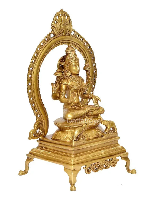 Brass Lakshmi Idol with Prabhavali-ArtyCraftz.com