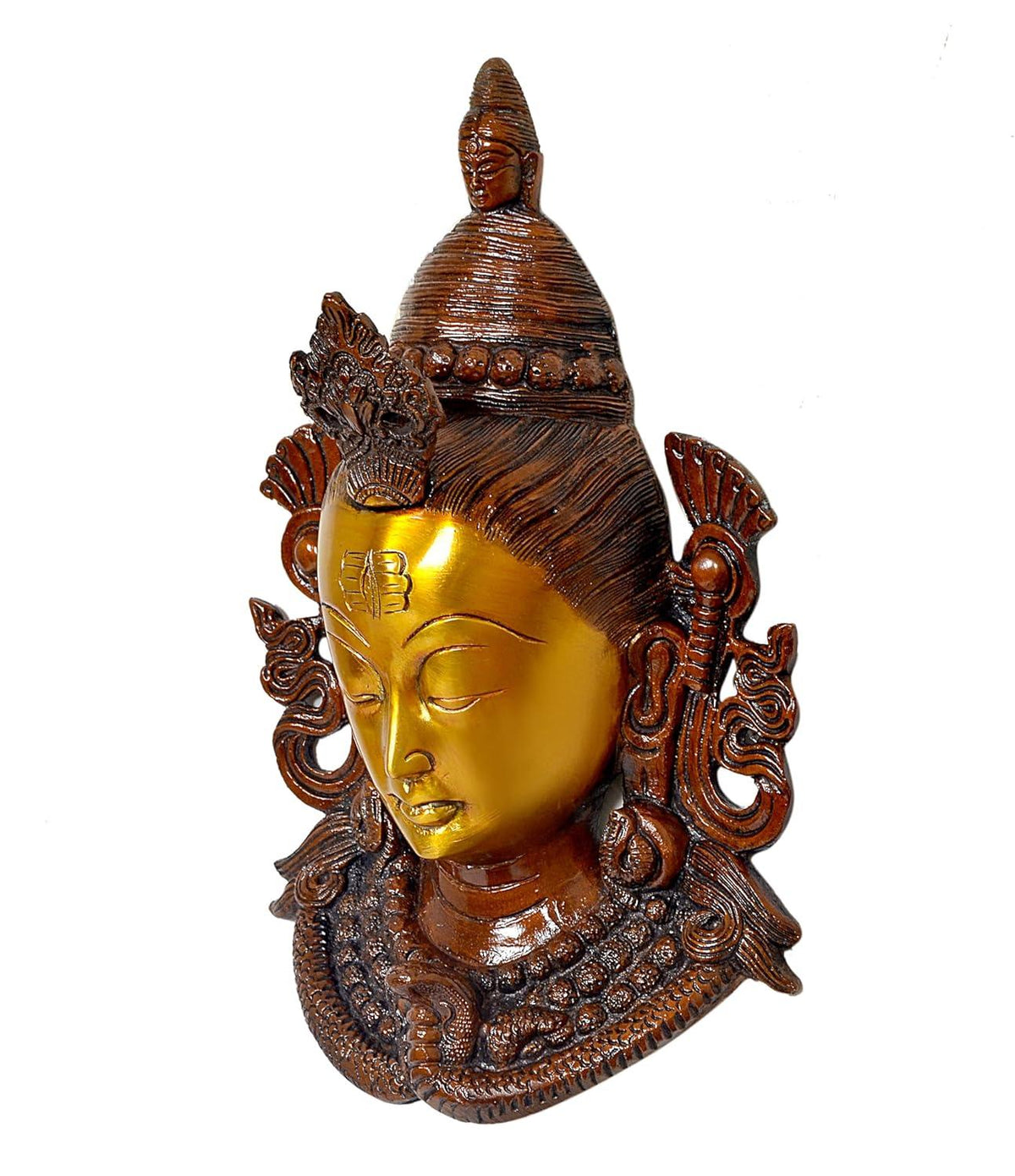 Brass Lord Shiva Face Wall Hanging 11 Inch Shiva Wall Decor-ArtyCraftz.com