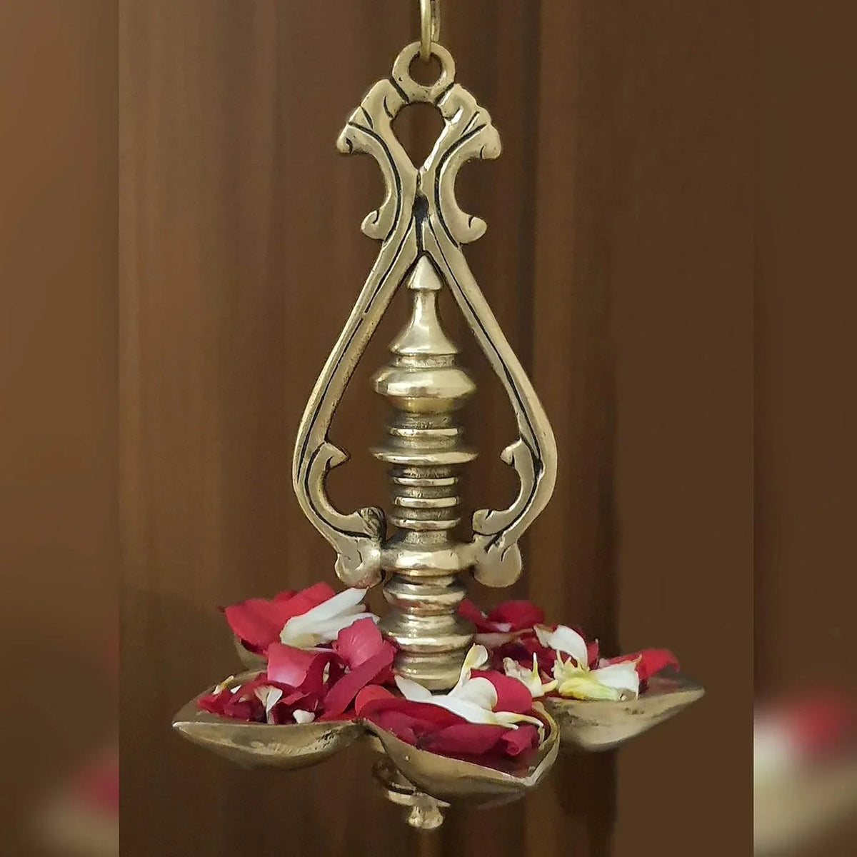 Traditional Brass Hanging Lamp with 5 Wicks-ArtyCraftz.com