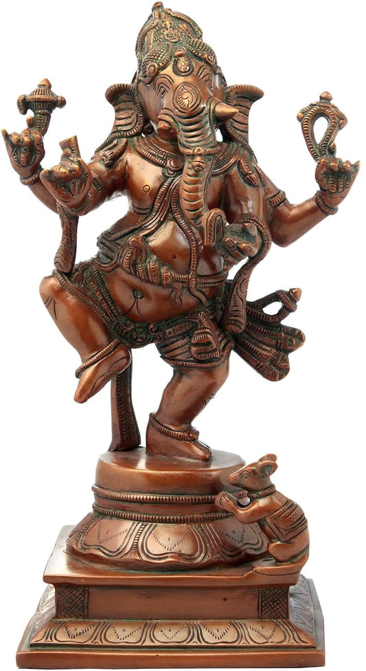 Dancing Ganesha Copper Finish Statue-ArtyCraftz.com