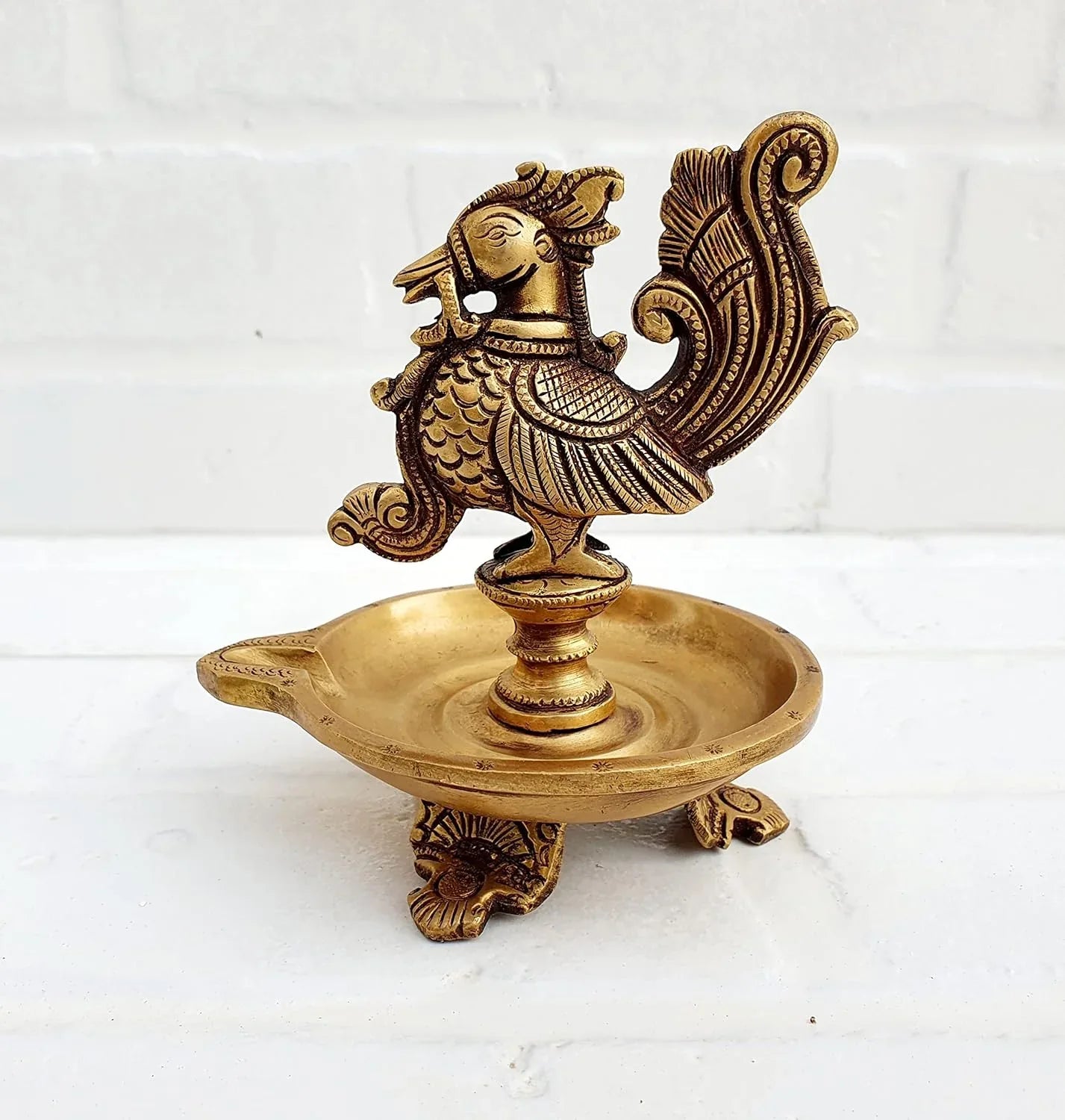 Brass Peacock Antique Design Mayil Vilakku Diya