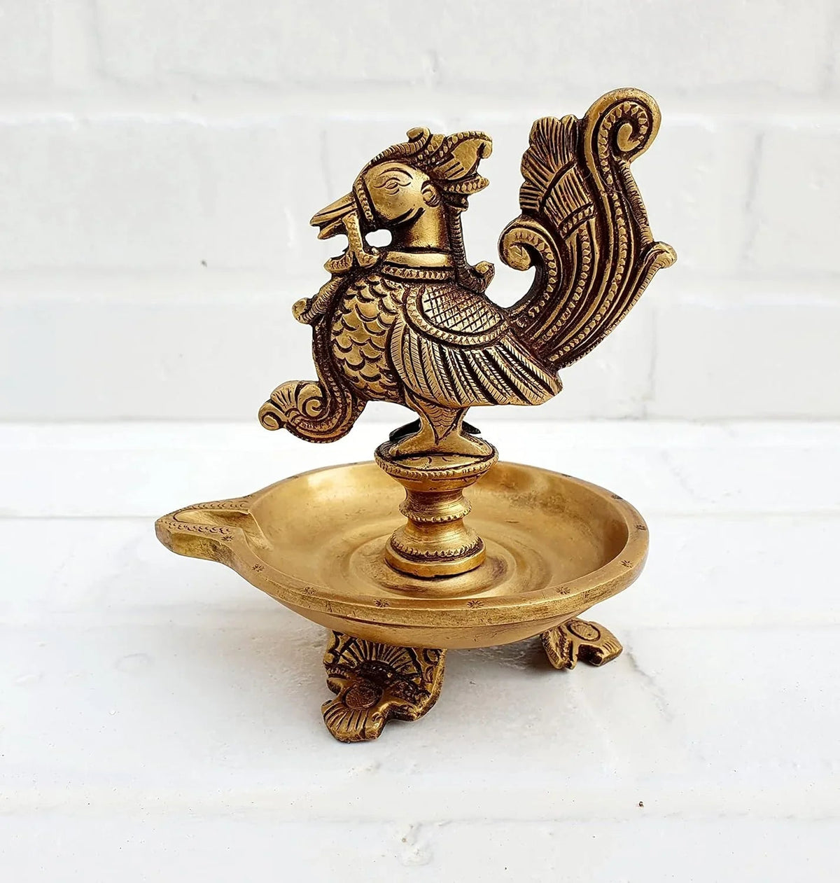 Brass Peacock Antique Design Mayil Vilakku Diya