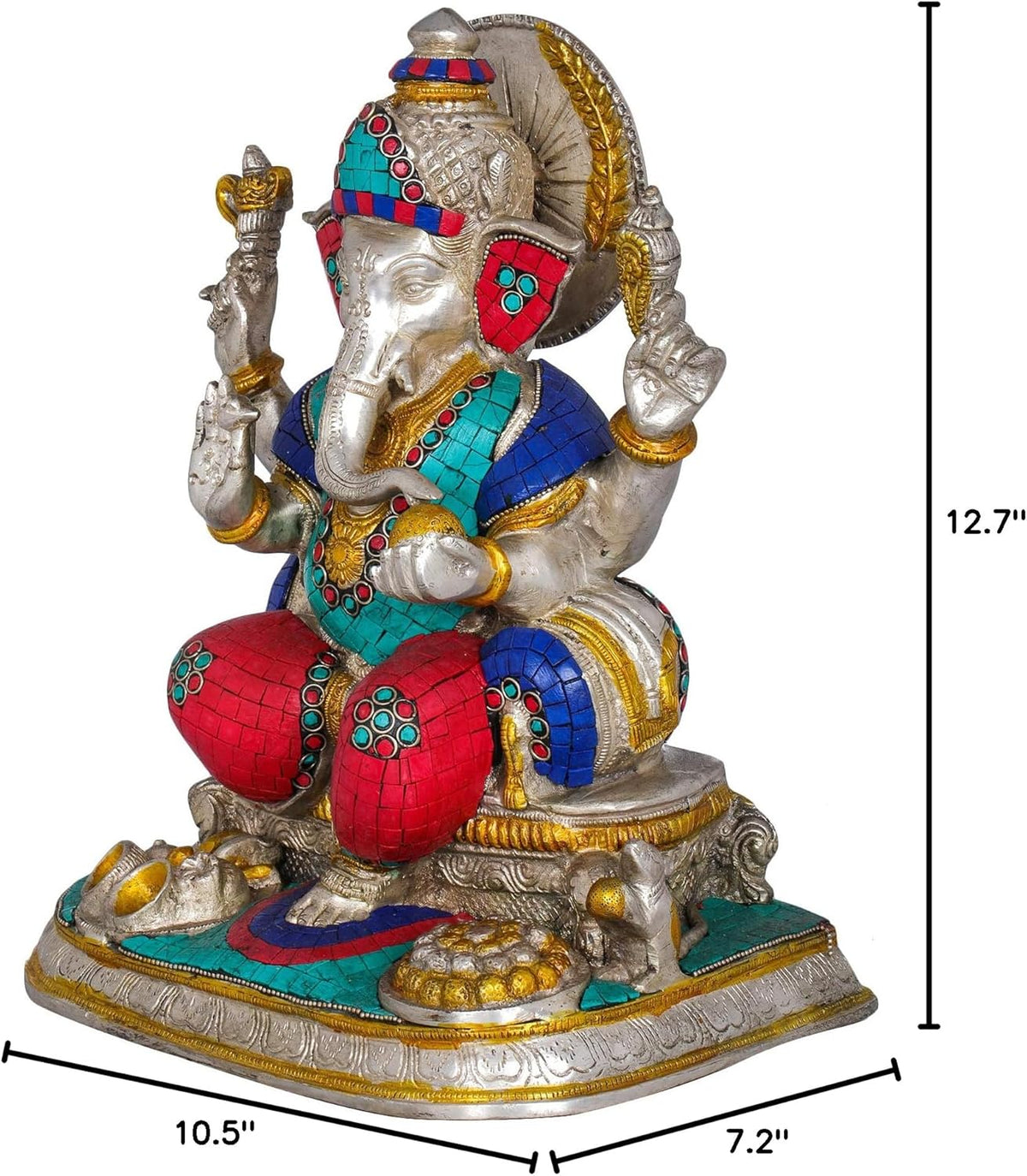 12.7 inch multicolor Lord Ganesha idol for home temple-ArtyCraftz.com