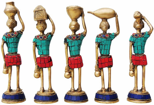 Handcrafted Brass Rajasthani Musical Set Of 5 for Showpiece