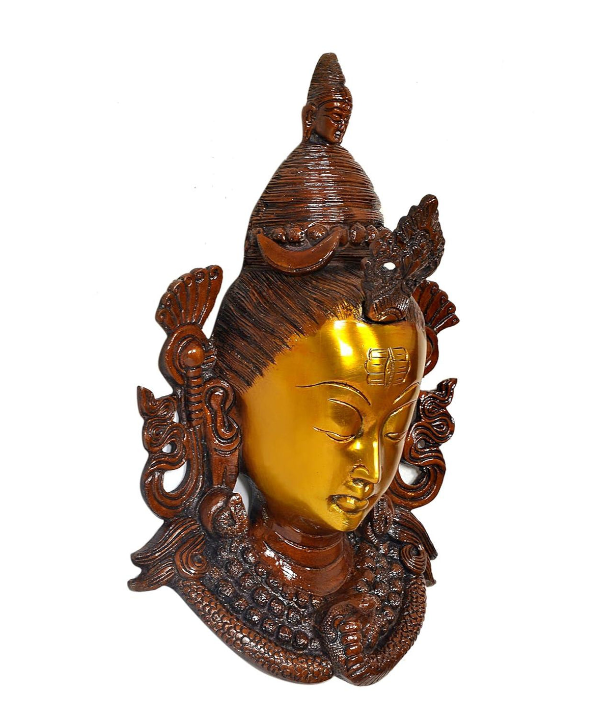Brass Lord Shiva Face Wall Hanging 11 Inch Shiva Wall Decor-ArtyCraftz.com