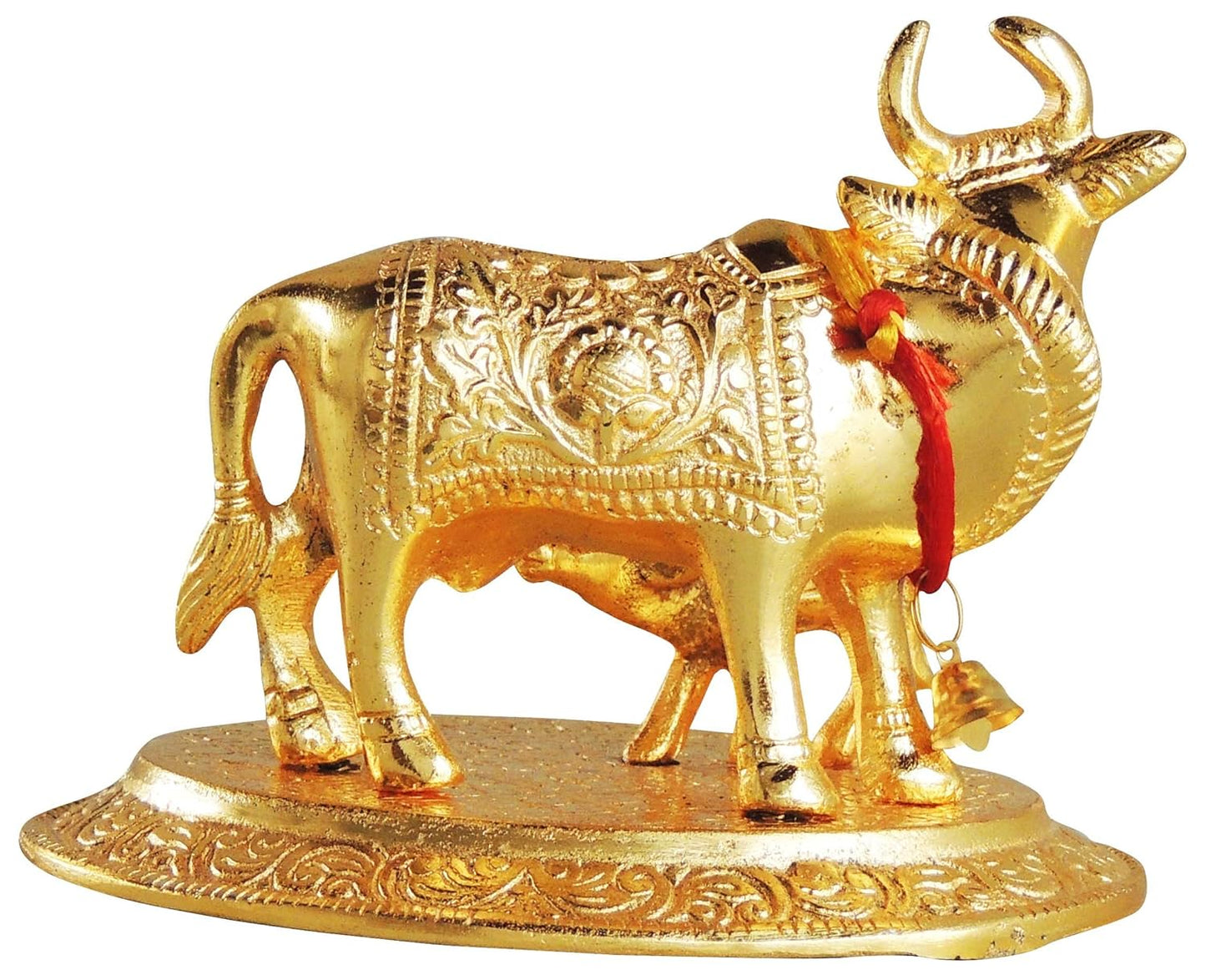 Handcrafted Aluminium Cow and Calf for Pooja (8 Cm)