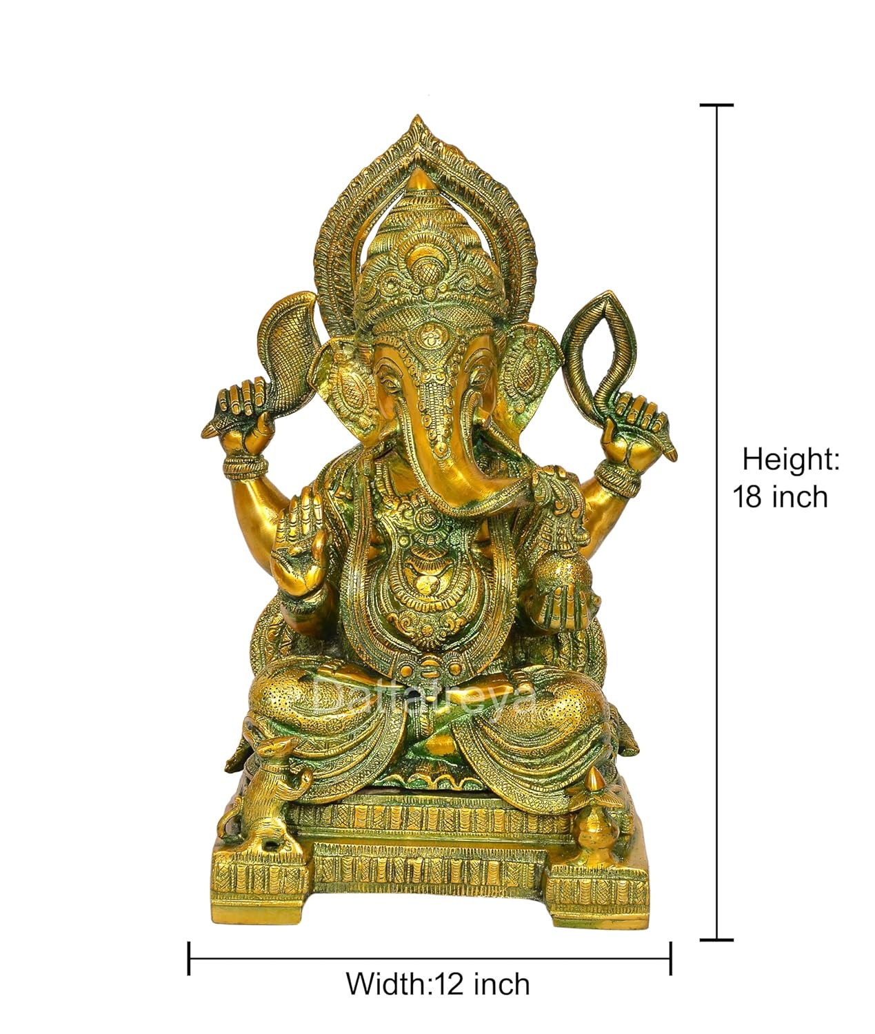 Handcrafted Ganesha Statue with Stone Inlay – Luxury Ganpati Idol for Home Decor
