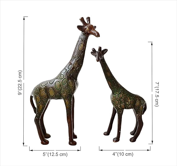 Handcrafted Brass Giraffe Showpiece Set of 2
