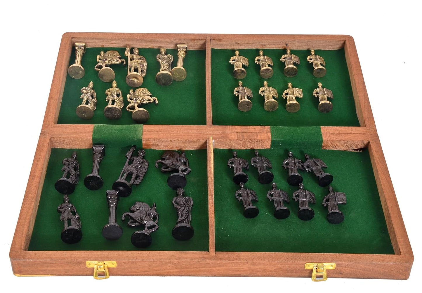 Wooden Chess Board with Brass Roman Piece-ArtyCraftz.com