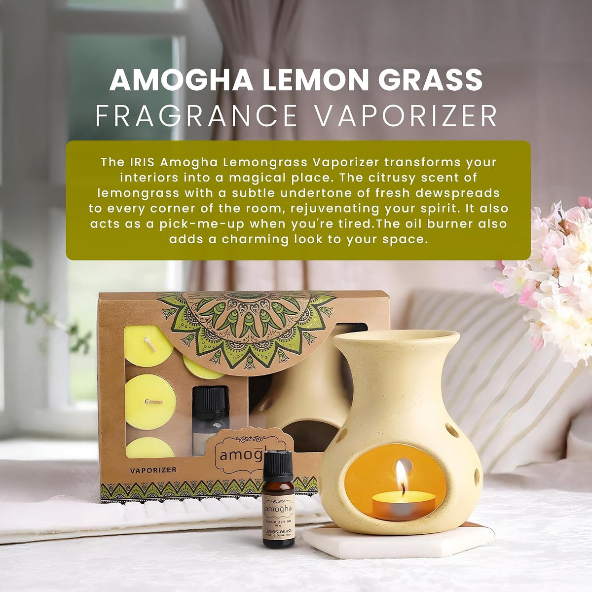 Lemon Grass Fragrance Gift Set with Ceramic Burner