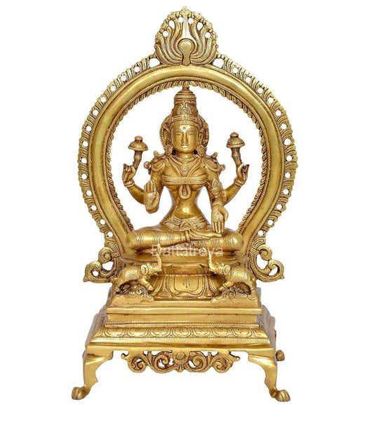 Brass Lakshmi Idol with Prabhavali-ArtyCraftz.com