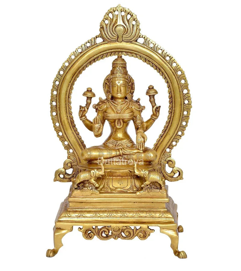 Brass Lakshmi Idol with Prabhavali-ArtyCraftz.com