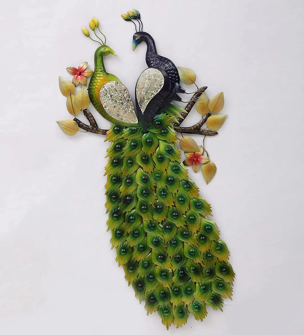 Metal Couple Peacock Wall Art Decorative Metal Wall Hanging for Living Room