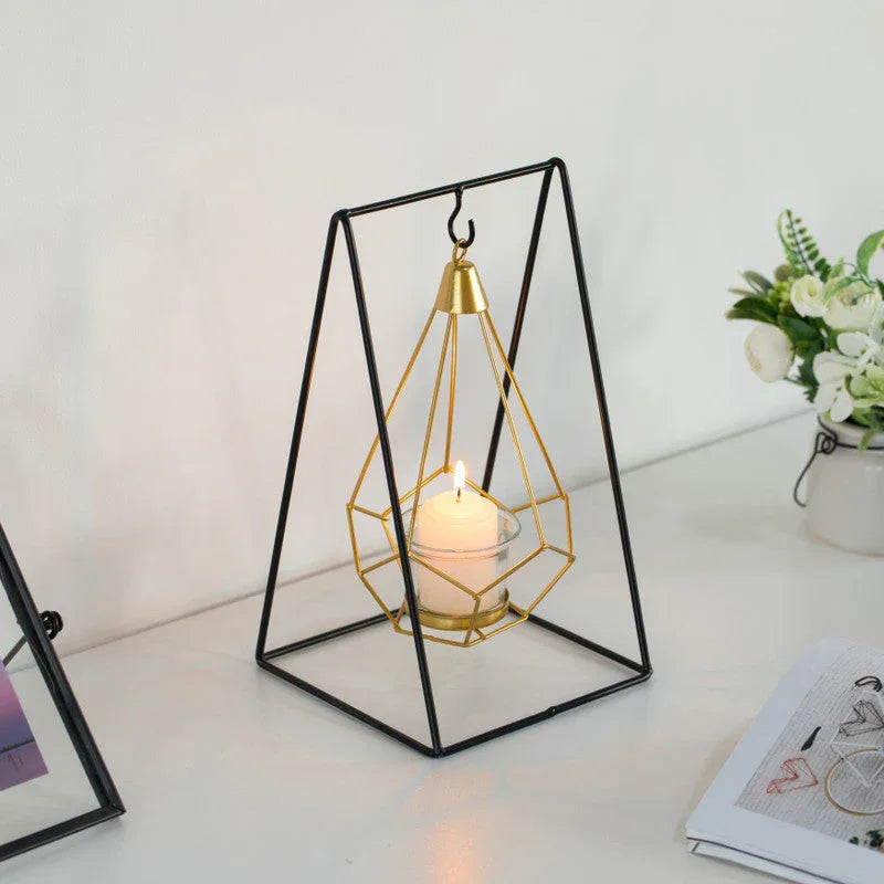 Geometric Framed Swinging Candle Holder