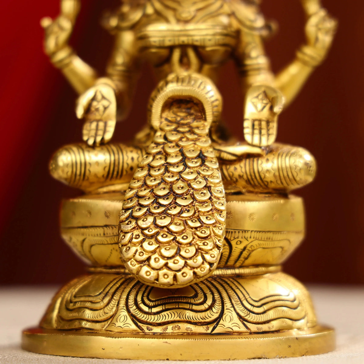 8" Brass Goddess Laxmi Showering Wealth Idol