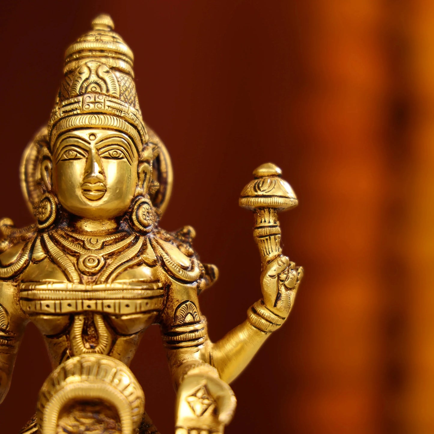 8" Brass Goddess Laxmi Showering Wealth Idol