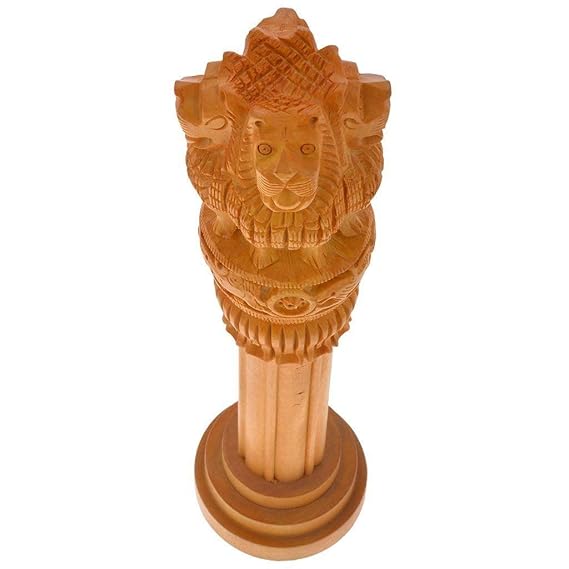 `8 Inch Wooden Ashoka Pillar, Ashoka Stambh, Showpiece - ArtyCraftz.com