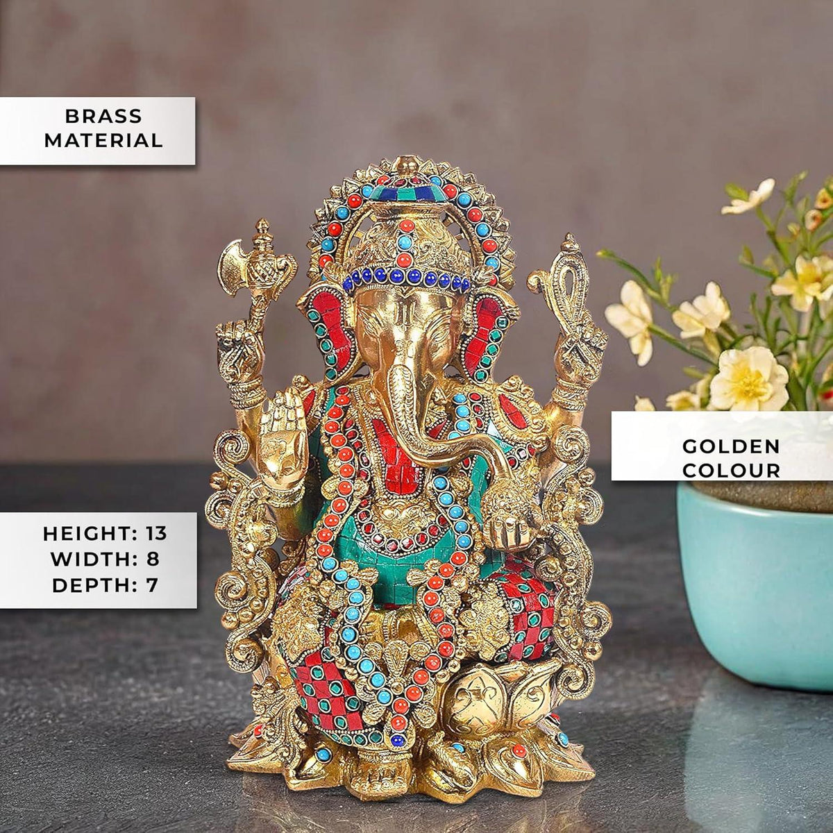 Brass Mangalkari Ganesha Statue