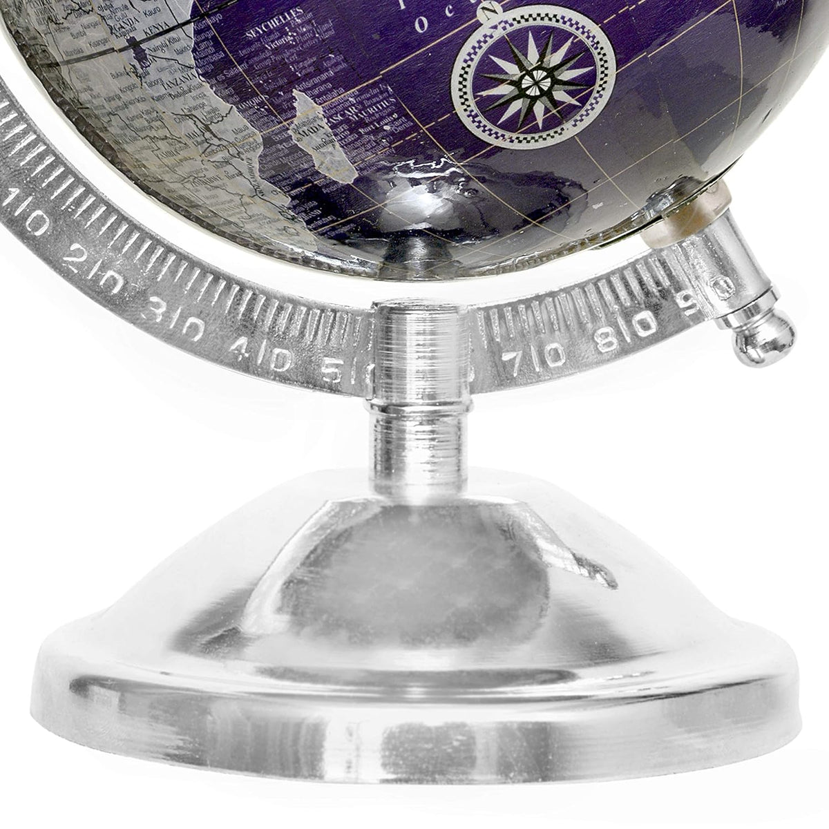 Blue Silver Desk Globe Showpiece – Decorative World Map Table Globe
