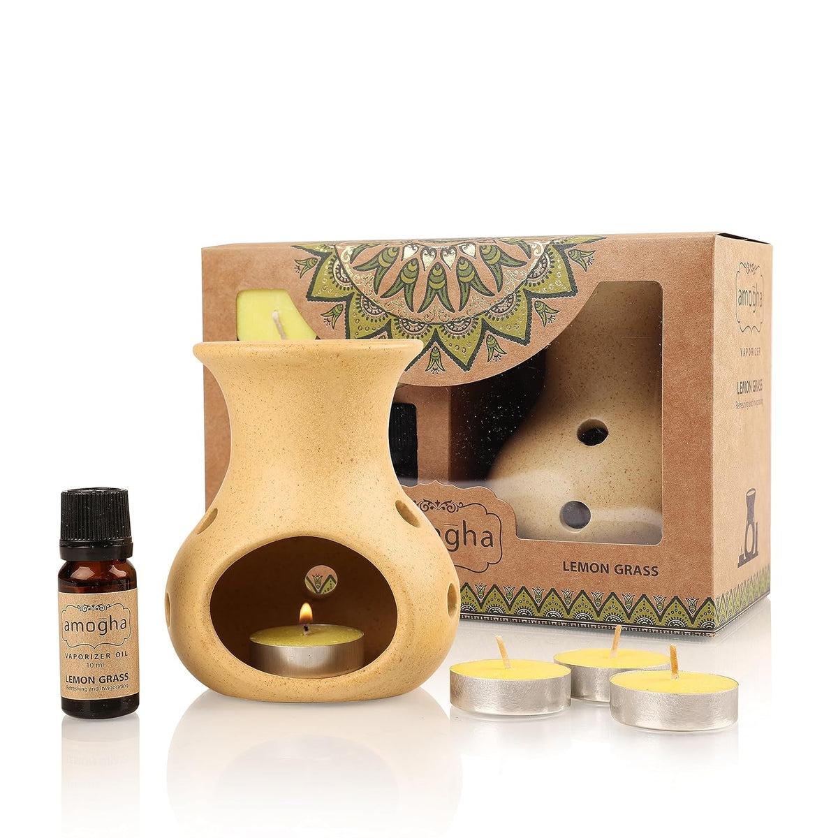 Lemon Grass Fragrance Gift Set with Ceramic Burner