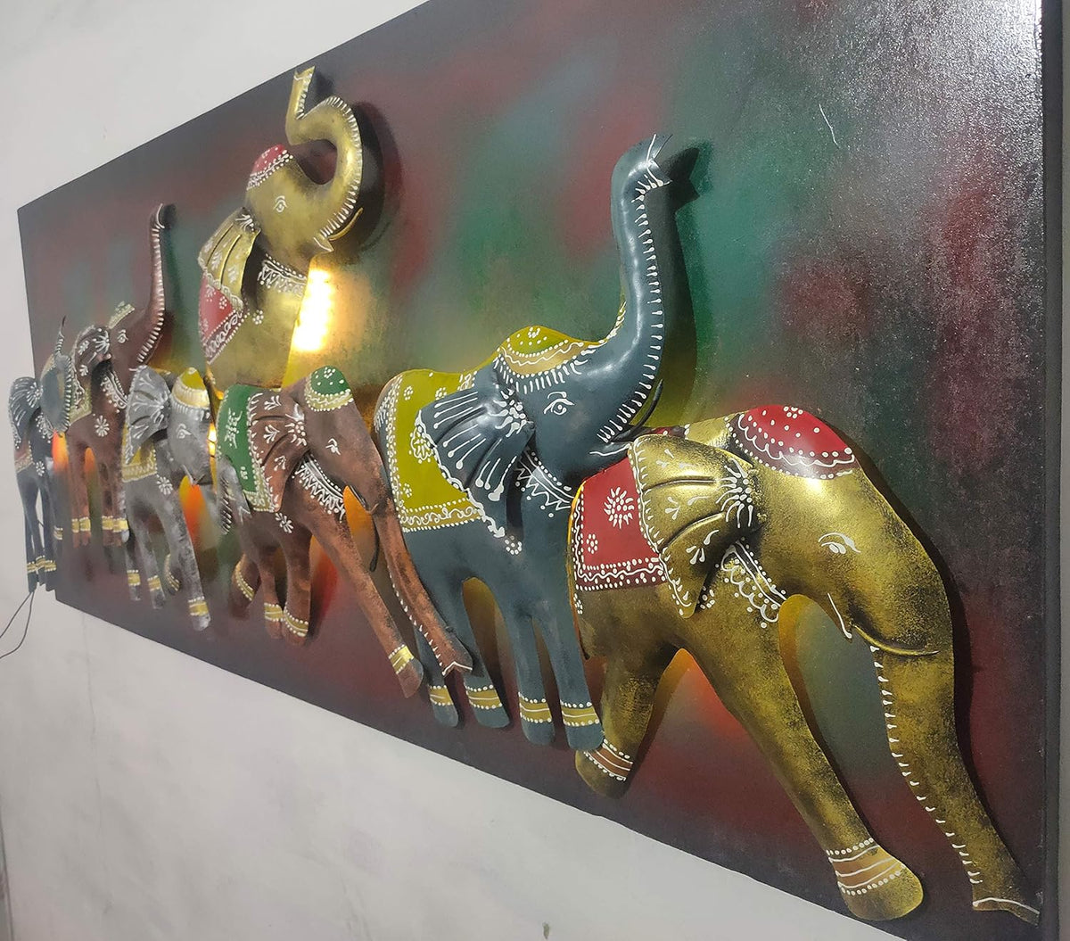 Majestic 7 Elephants Metal Wall Art