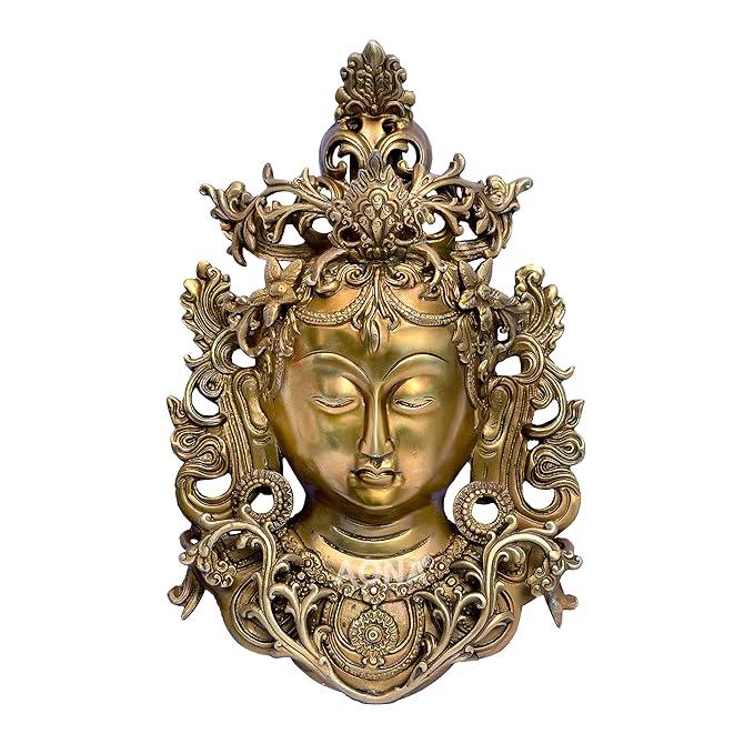 Handcrafted brass Tara wall mask Buddhist spiritual wall decor - ArtyCraftz.com