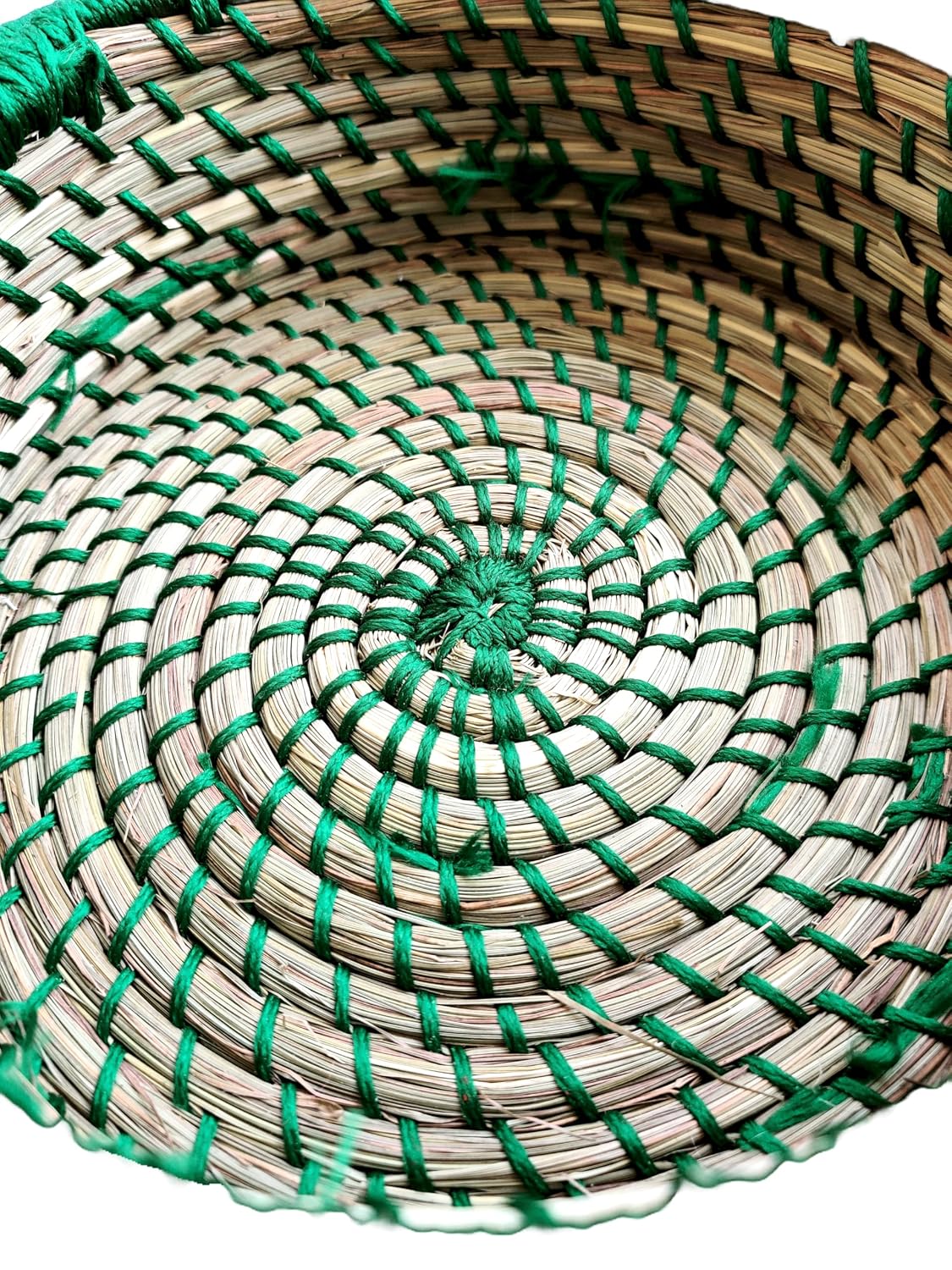Handmade Green Sabai and Jute Thread basket