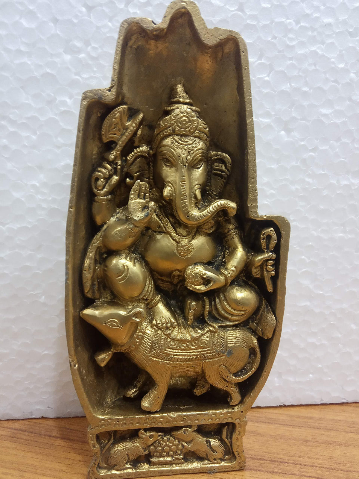 Brass Ganesh in Palm Idol – Ganesha Blessing Hand Sculpture