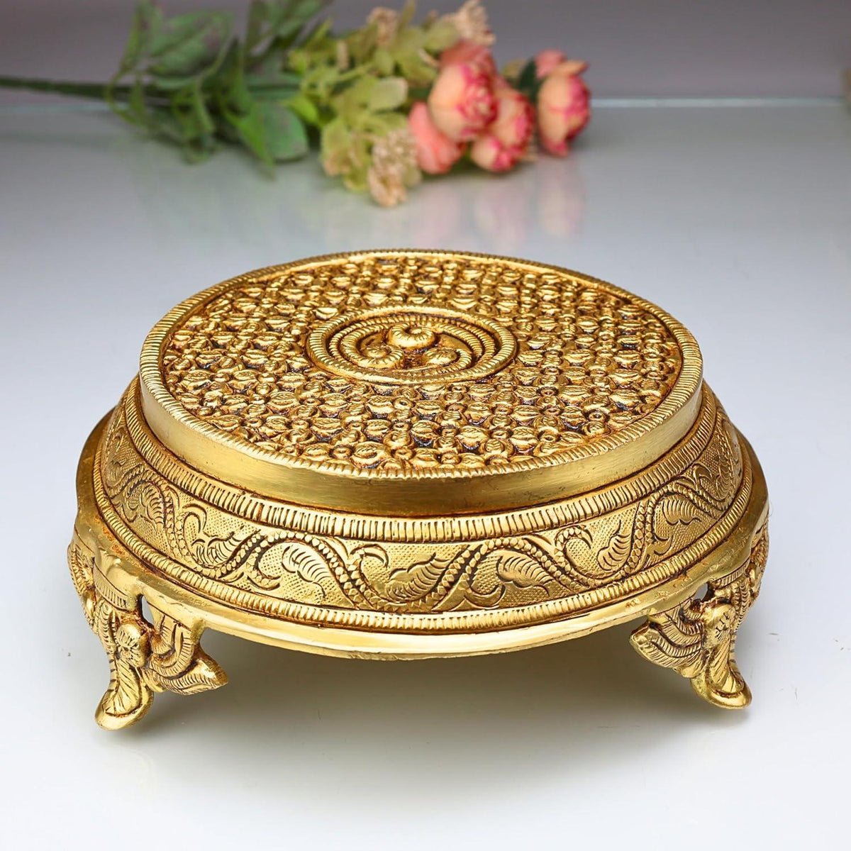 Brass Chowki for Pooja & Idol Placement-ArtyCraftz.com