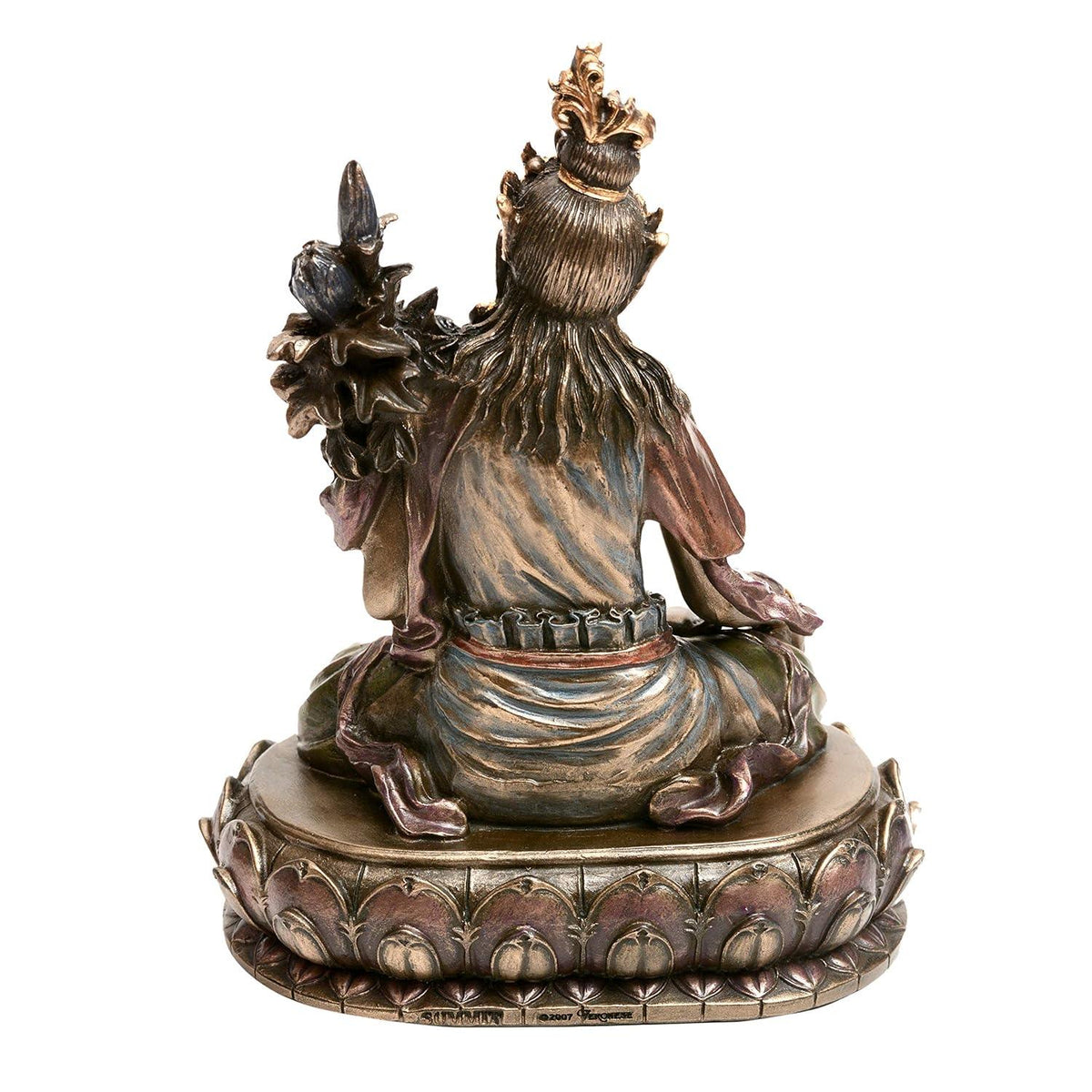 Cold Cast White Tara Devi on Lotus Showpiece