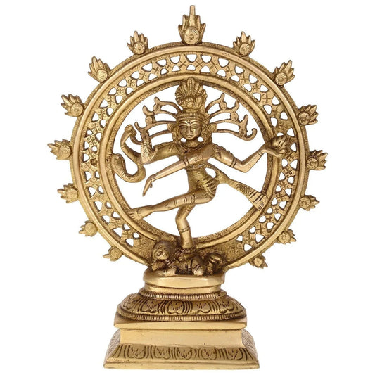 Brass Nataraja Idol 9 Inch Traditional Dancing Shiva Statue-artycraftz.com