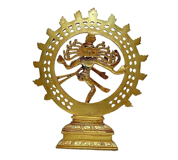 9 Inch Brass Nataraja Idol Dancing Shiva Figurine Statue in Gold Color - ArtyCraftz.com