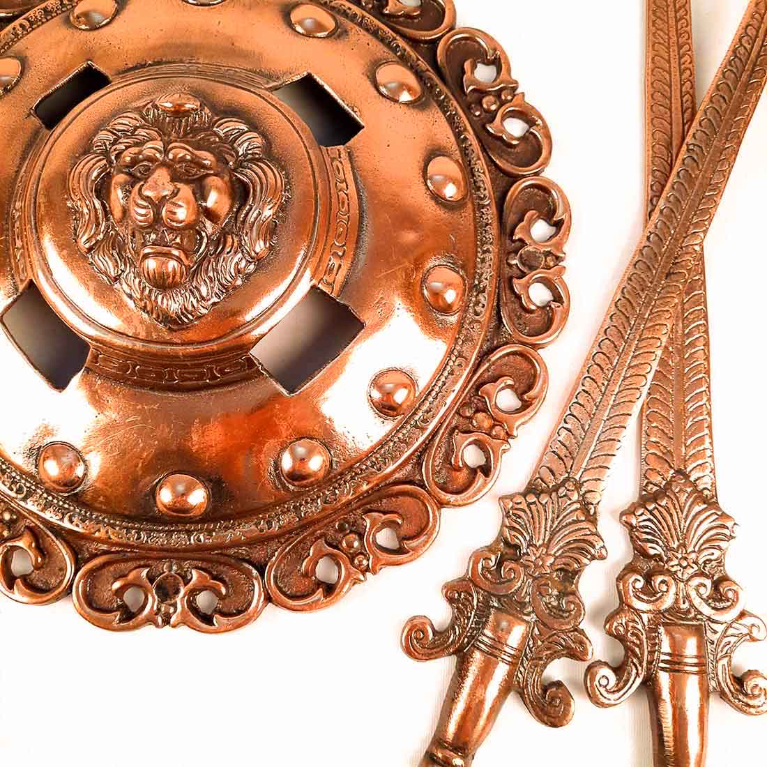 Dhal Talwar - Lion Head Design - 12 Inch | Swords & Shield Wall Hanging