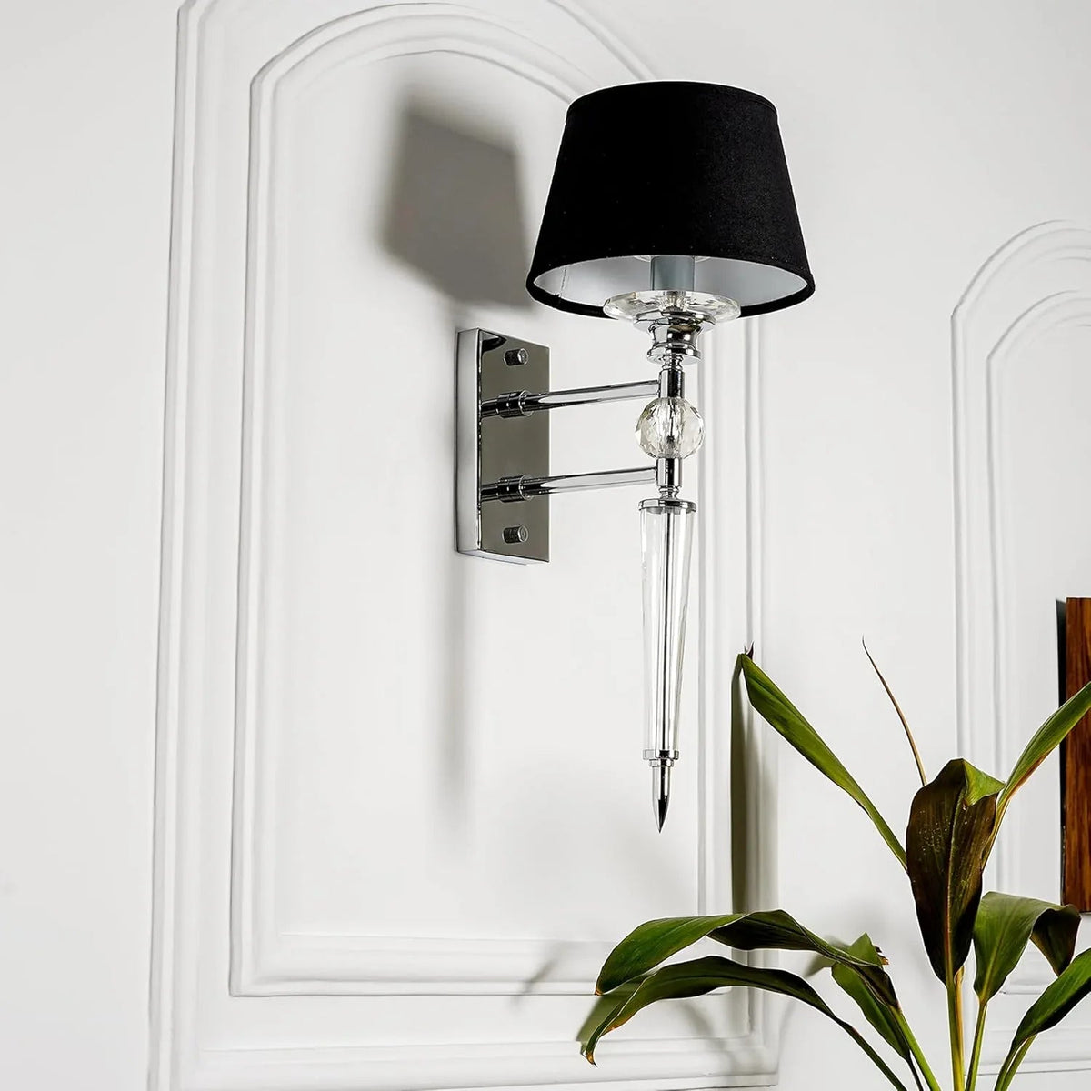 Glass Shiny Brass Wall Light